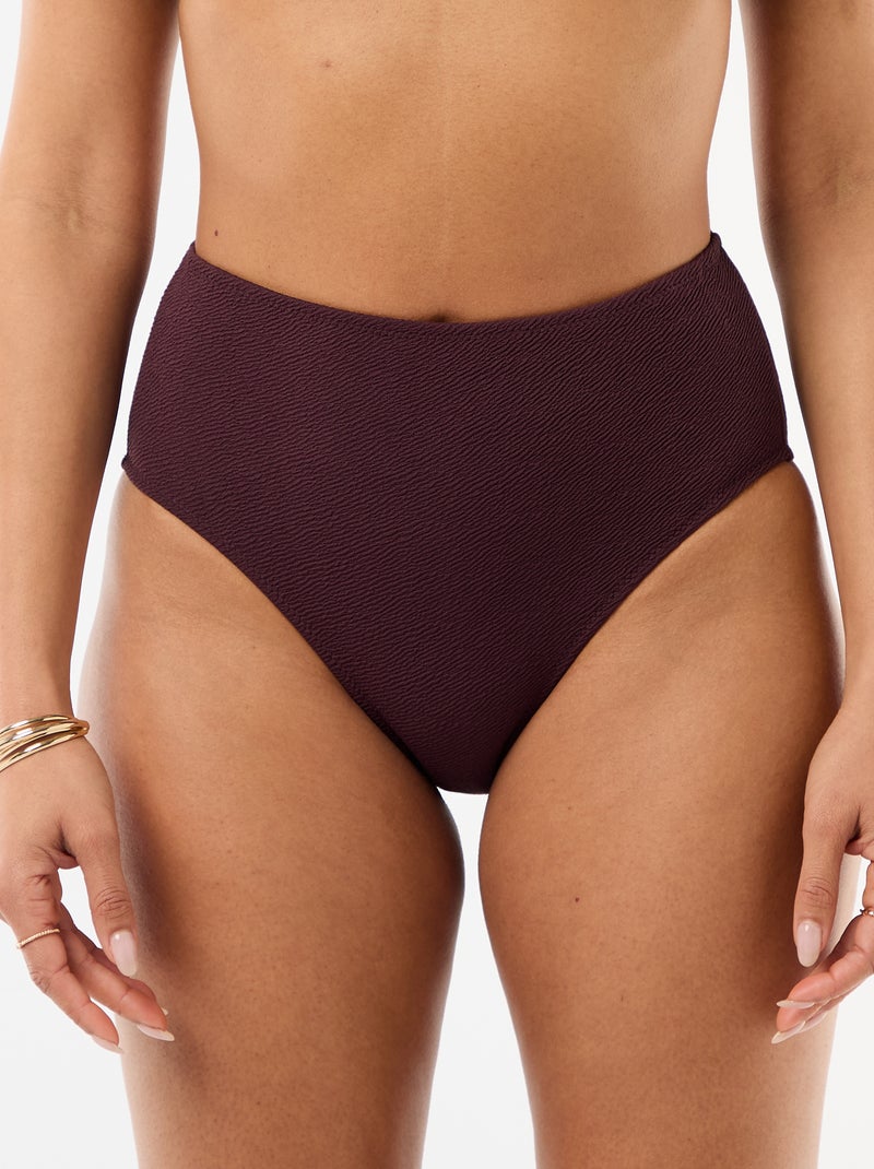 Braguita de bikini gofrada de cintura alta Purpura - Kiabi