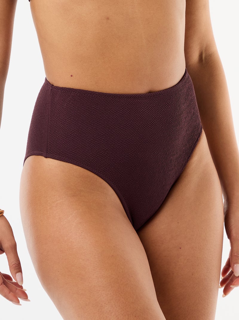 Braguita de bikini gofrada de cintura alta Purpura - Kiabi