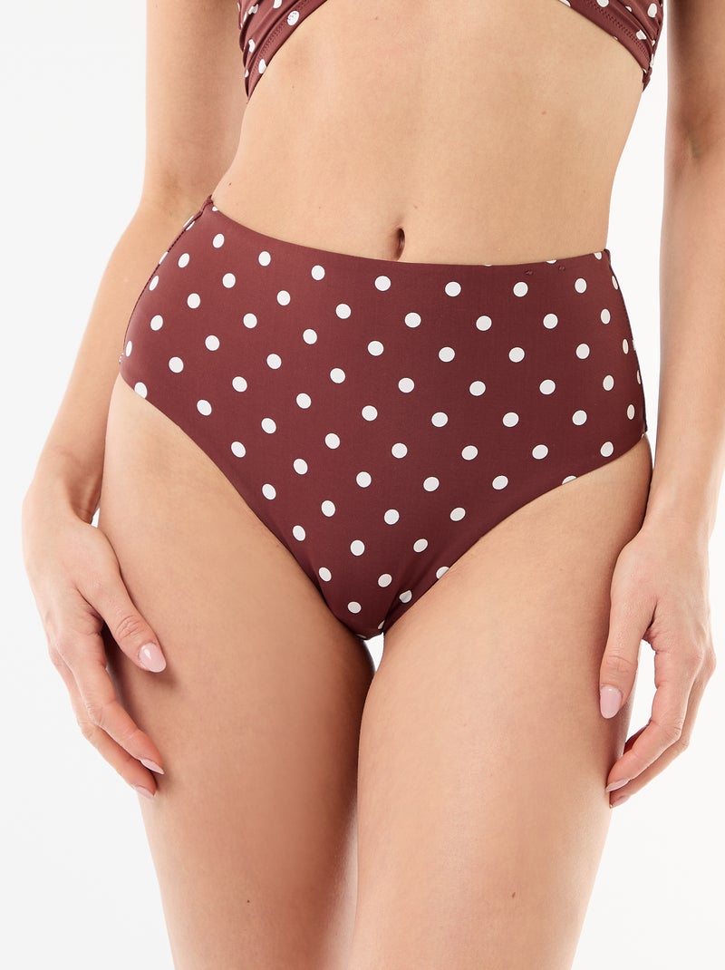 Braguita de bikini moldeadora de tiro alto Marron - Kiabi