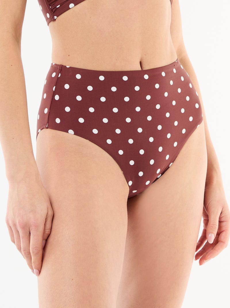 Braguita de bikini moldeadora de tiro alto Marron - Kiabi