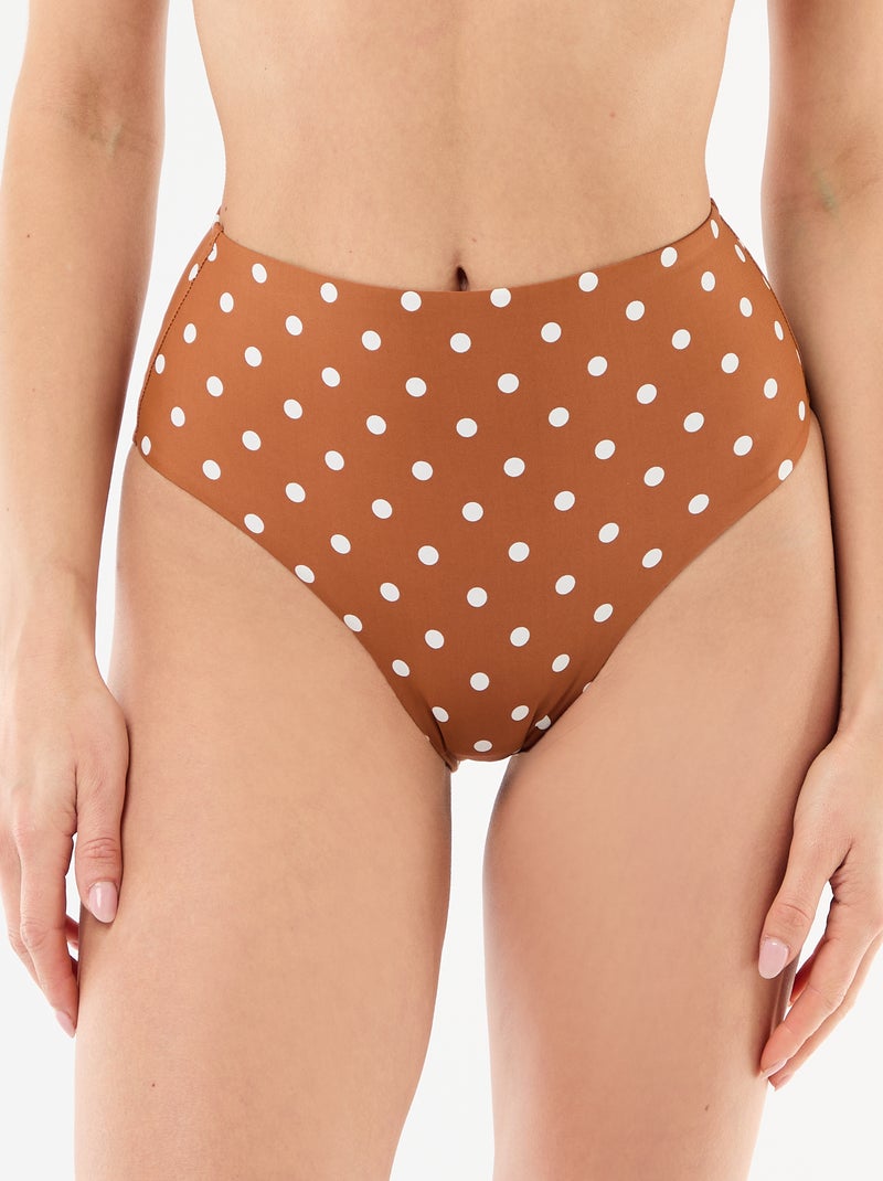 Braguita de bikini moldeadora de tiro alto Marron - Kiabi