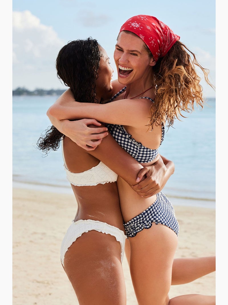 Braguita de bikini texas de cuadros y volantes penti Azul Blanco - Kiabi