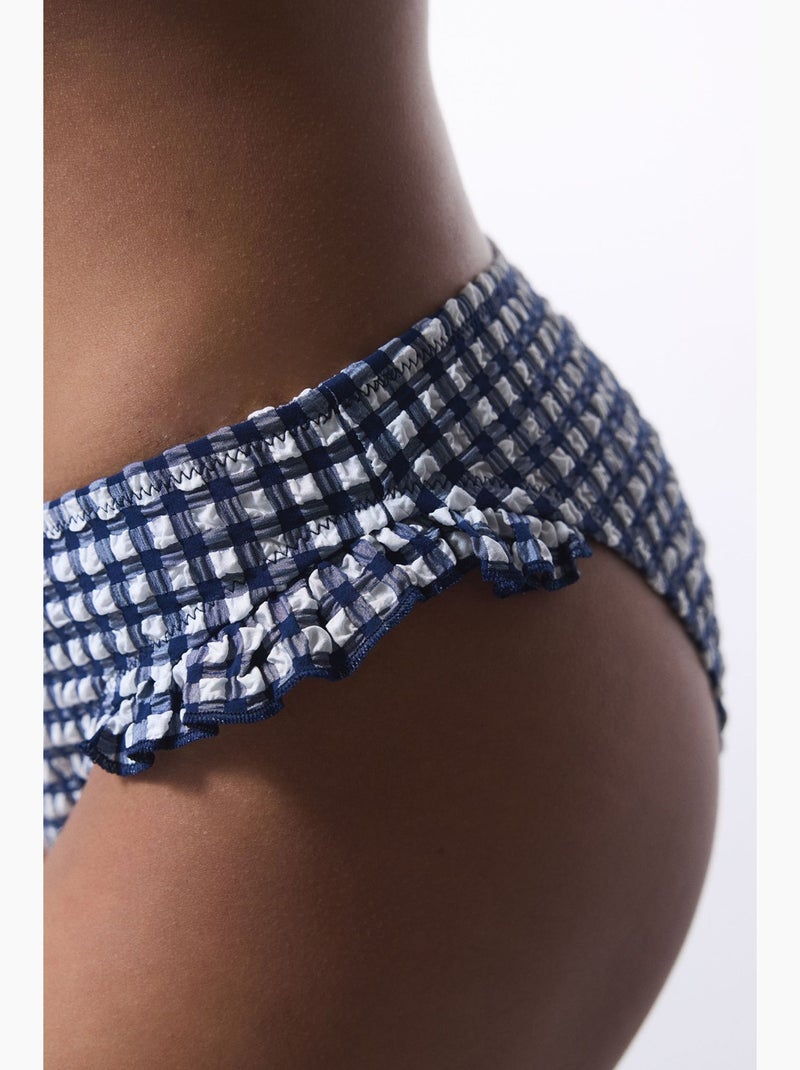 Braguita de bikini texas de cuadros y volantes penti Azul Blanco - Kiabi