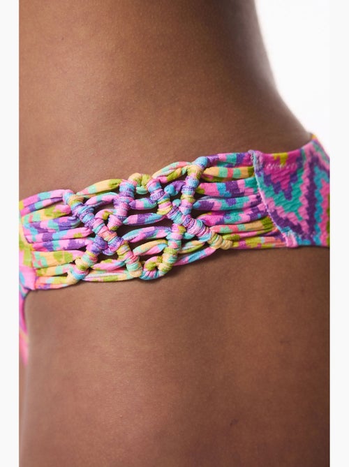 Braguita de bikini zigzag macramé de talle bajo penti - Kiabi
