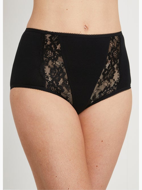 Braguita de cintura alta con detalles de encaje - Afibel - Kiabi