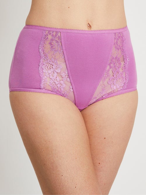 Braguita de cintura alta con detalles de encaje - Afibel - Kiabi