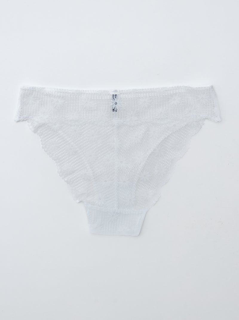 Braguita de encaje con calados de flores blanco - Kiabi