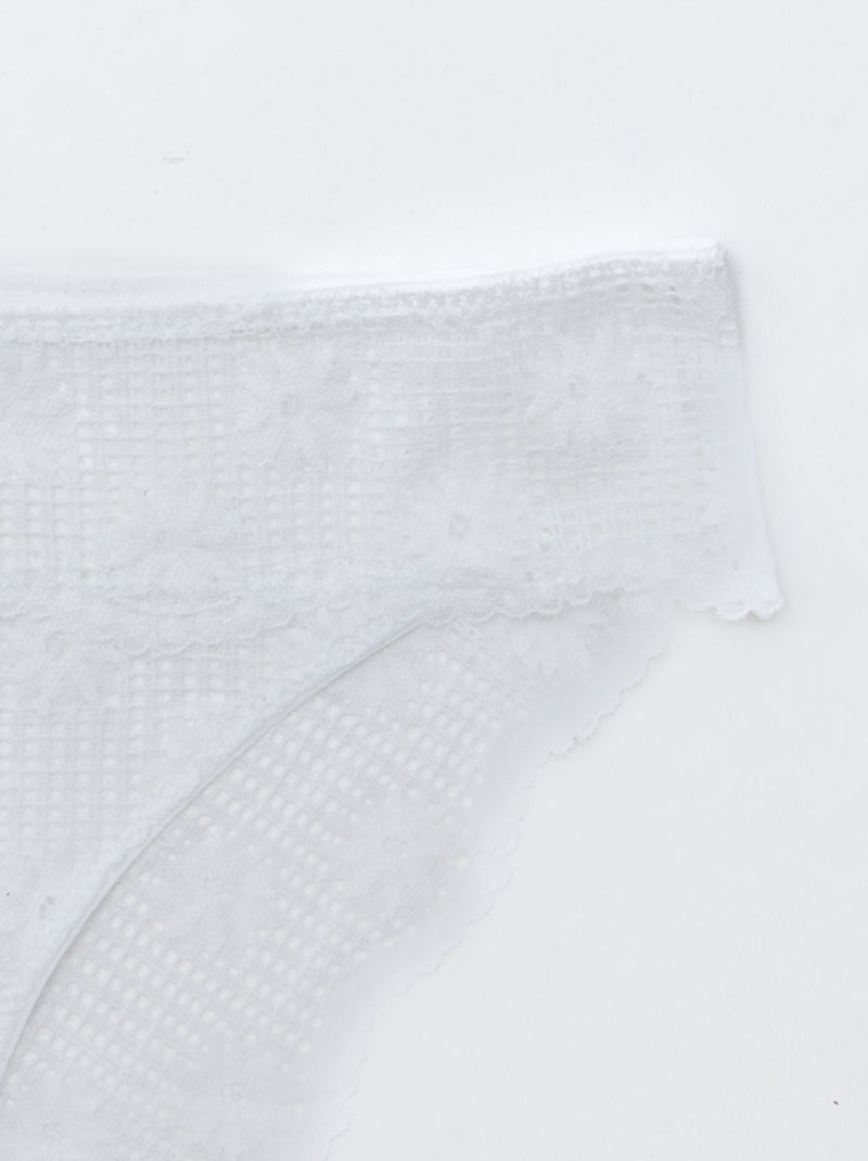 Braguita de encaje con calados de flores blanco - Kiabi