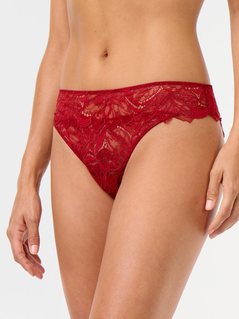 Braguita de encaje con lentejuelas Rojo - Kiabi