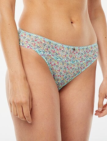 Braguita de encaje estampada tricolor