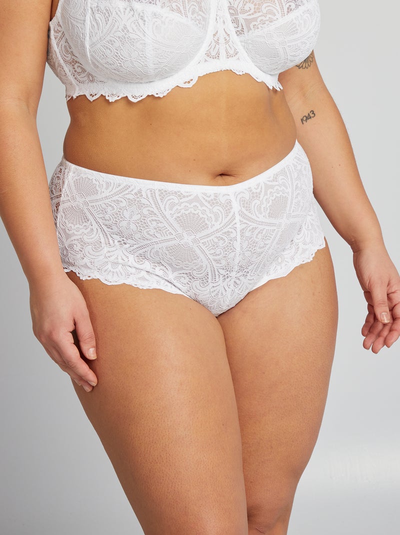 Braguita de encaje y microfibra blanco - Kiabi