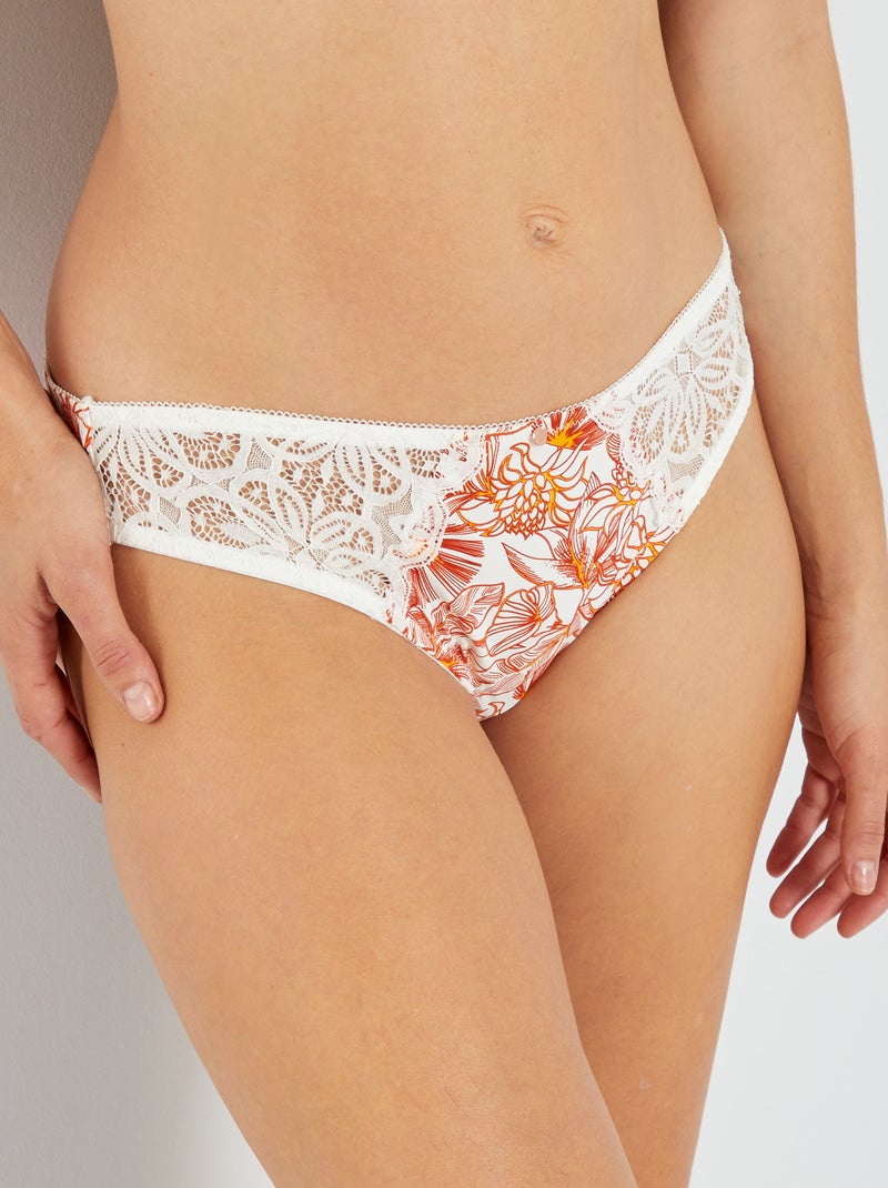 Braguita de microfibra estampada y encaje 'Envie de Lingerie' BEIGE - Kiabi
