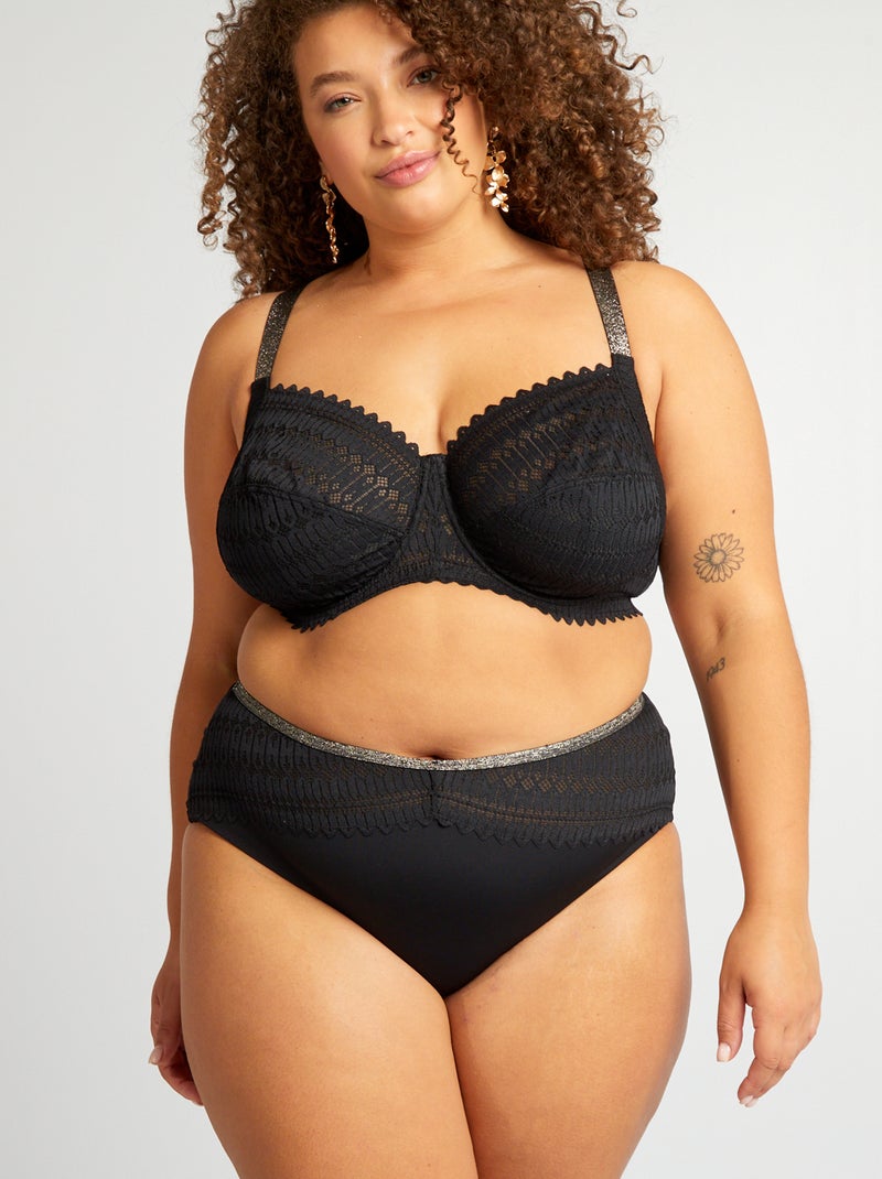 Braguita de microfibra y encaje negro - Kiabi