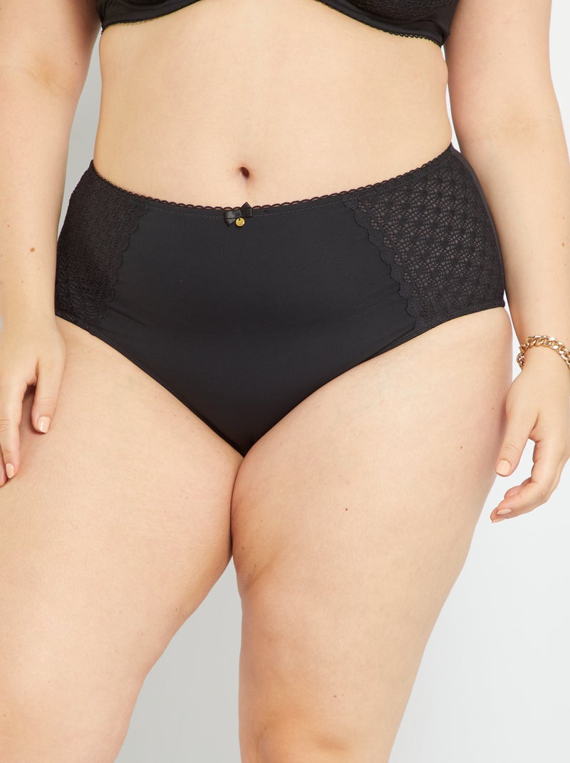 Braguita de microfibra y encaje Negro - Kiabi