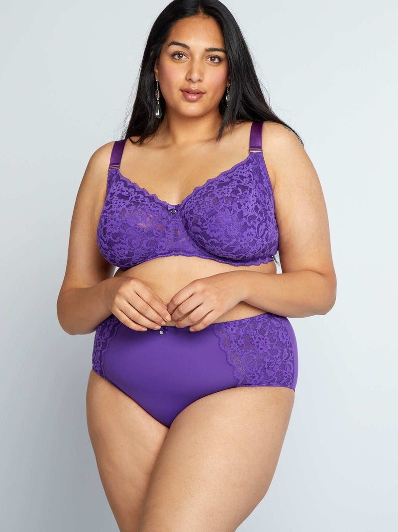 Braguita de microfibra y encaje PURPURA - Kiabi