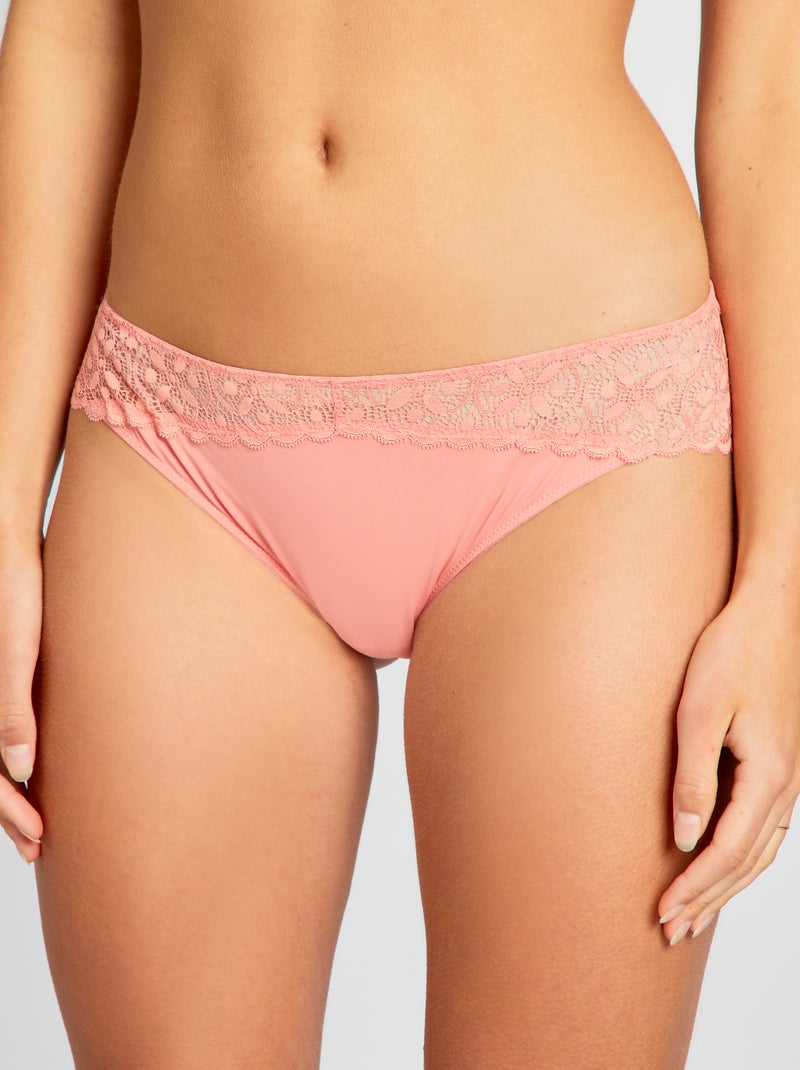 Braguita de microfibra y encaje rosa - Kiabi