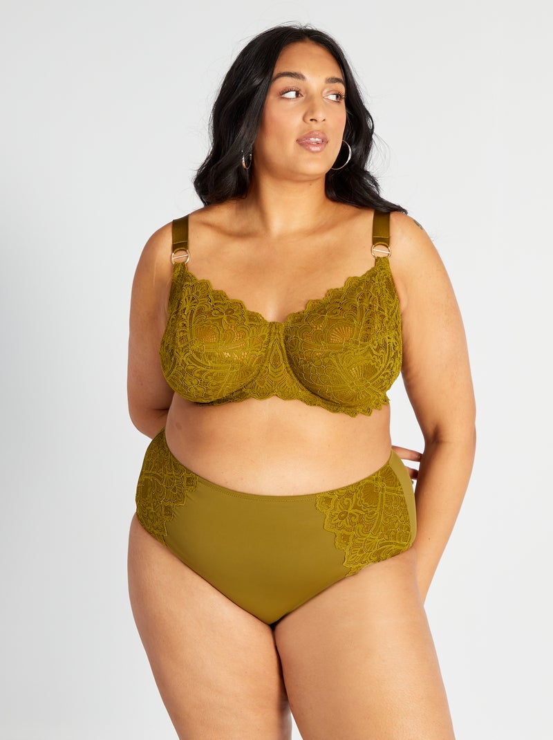 Braguita de microfibra y encaje VERDE - Kiabi