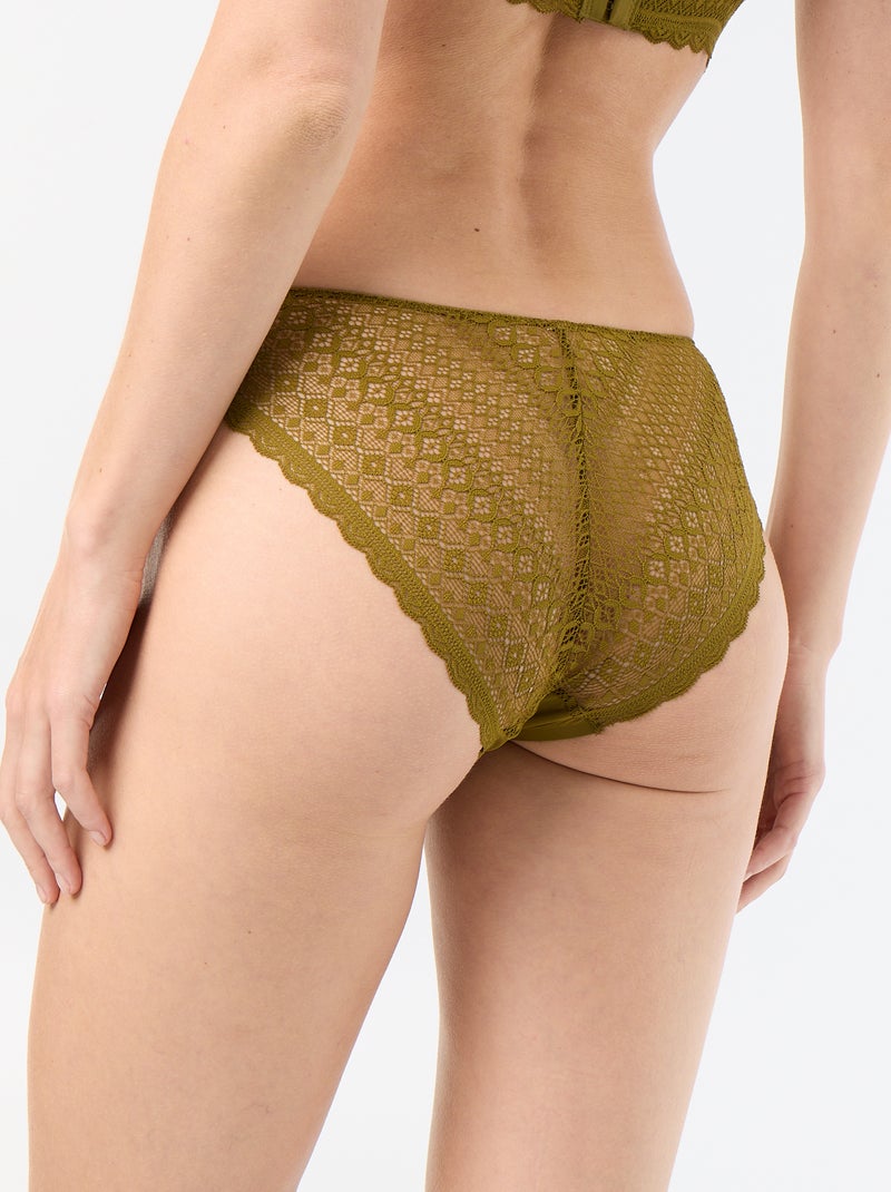 Braguita de microfibra y encaje Verde - Kiabi