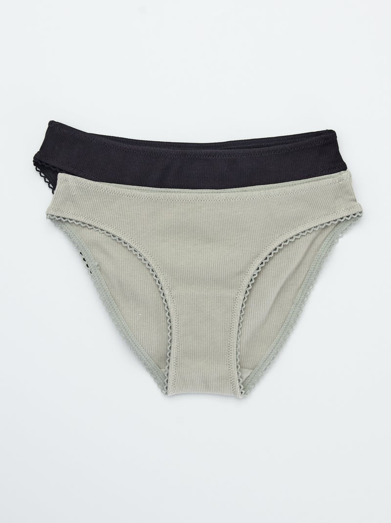 Braguita de punto de canalé  - Pack de 2 NEGRO - Kiabi
