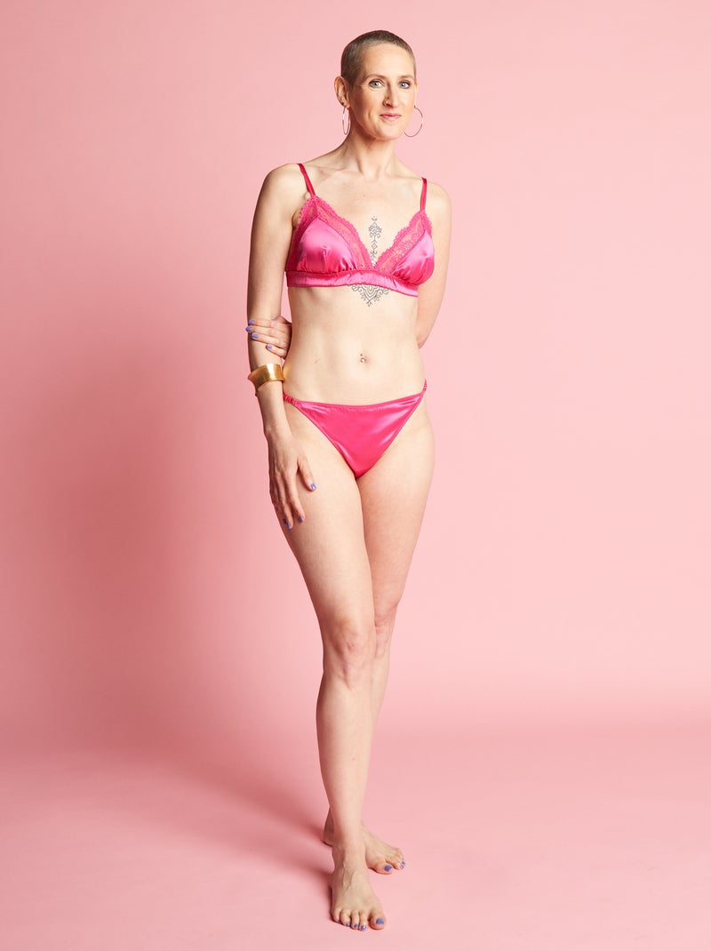 Braguita de raso y encaje rosa indio - Kiabi