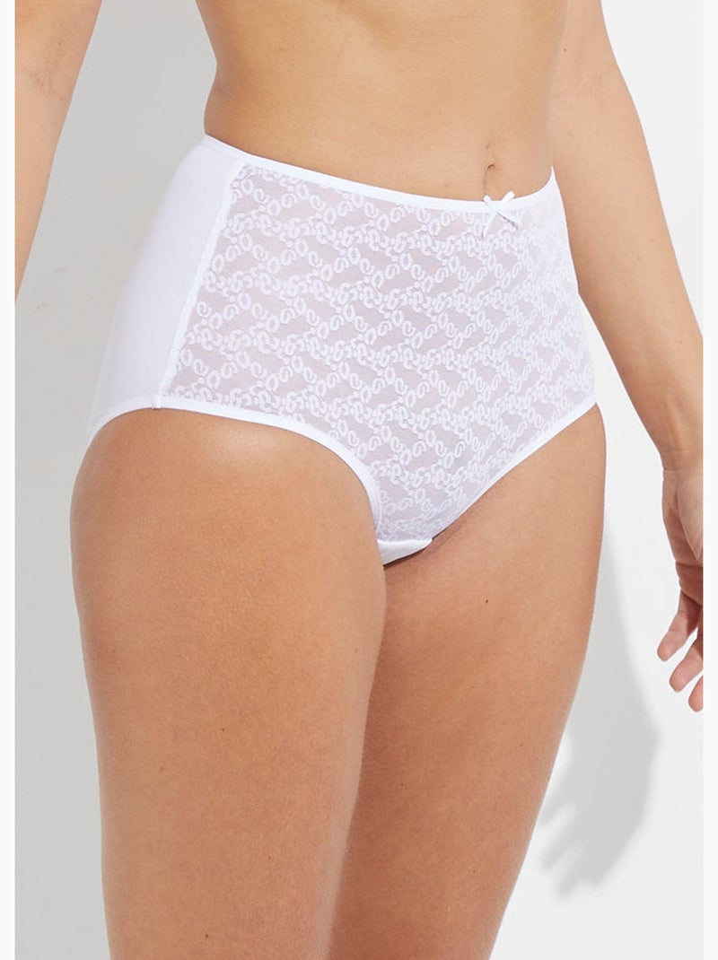 Braguita midi tiro normal de malla de fantasía - Afibel Blanco - Kiabi