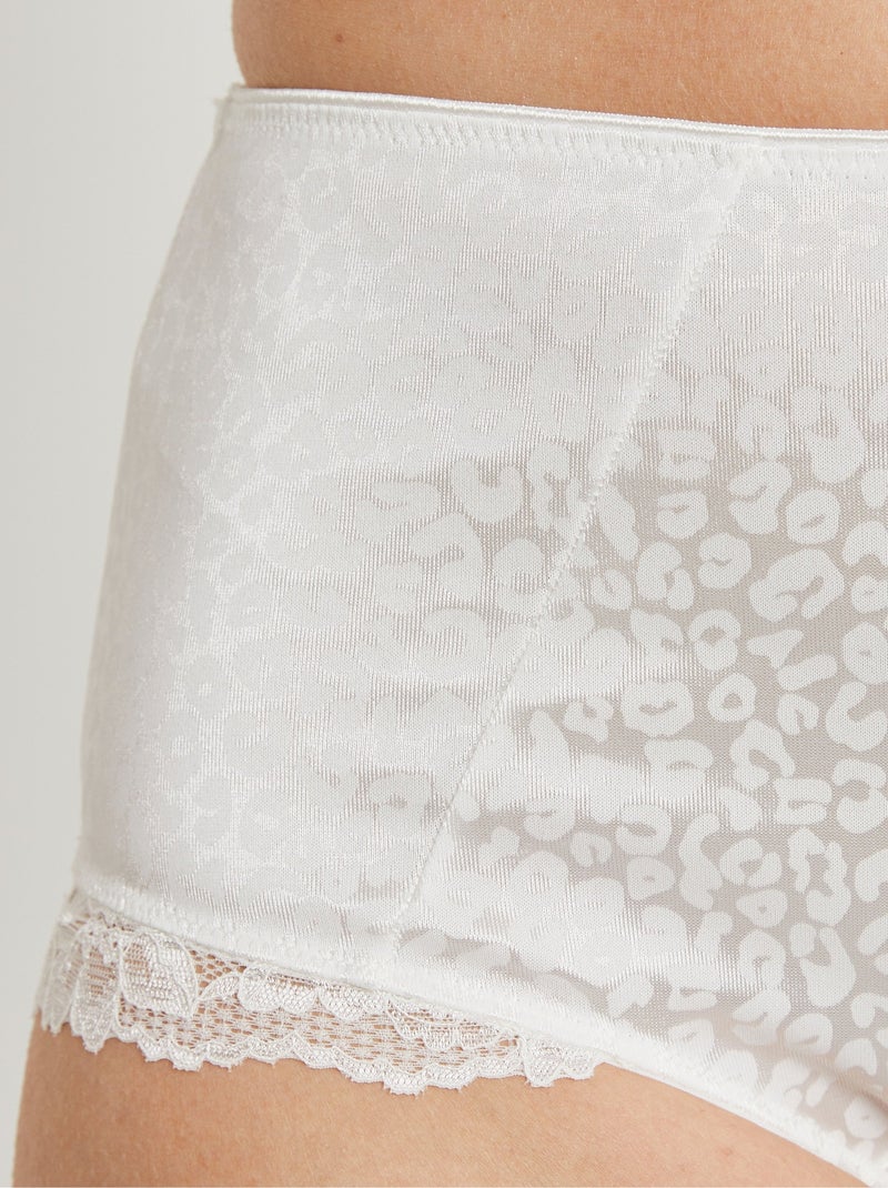 Braguita moldeadora de cintura alta con estampado de leopardo - Afibel Blanco - Kiabi