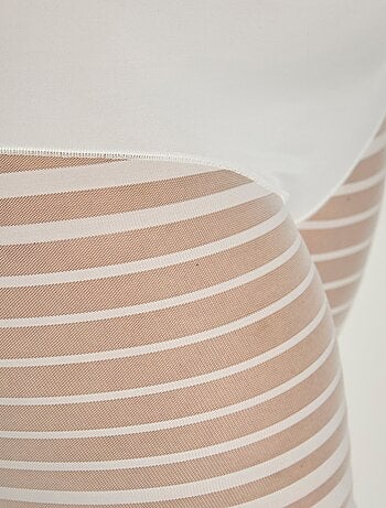Braguita shorty de talle alto de tul elástico efecto rayas - Afibel