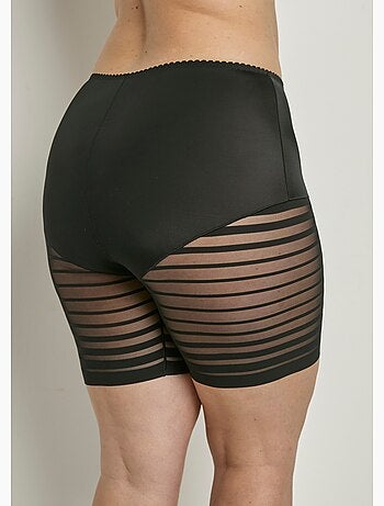 Braguita shorty de talle alto de tul elástico efecto rayas - Afibel