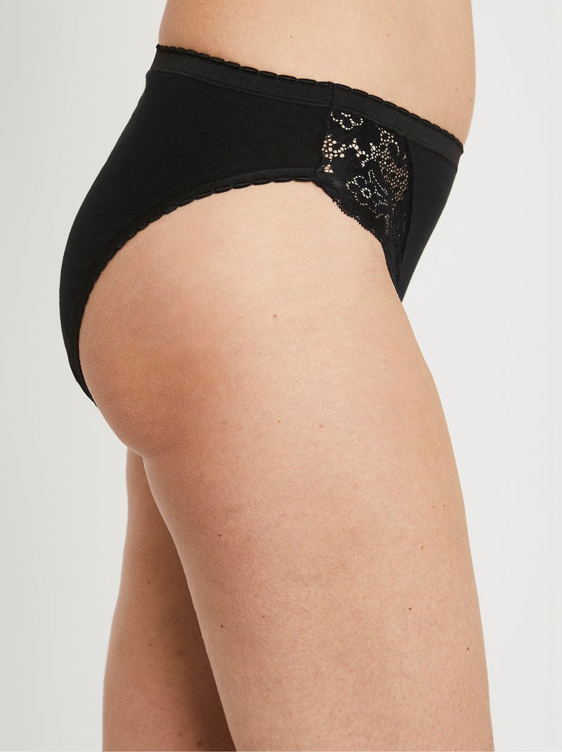 Braguitas altas de encaje - pack de 3 - Afibel Negro - Kiabi