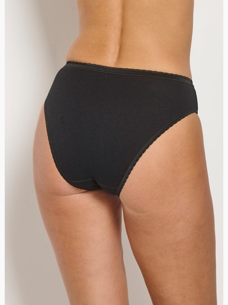 Braguitas altas de encaje de algodón - pack de 3 - afibel Negro - Kiabi