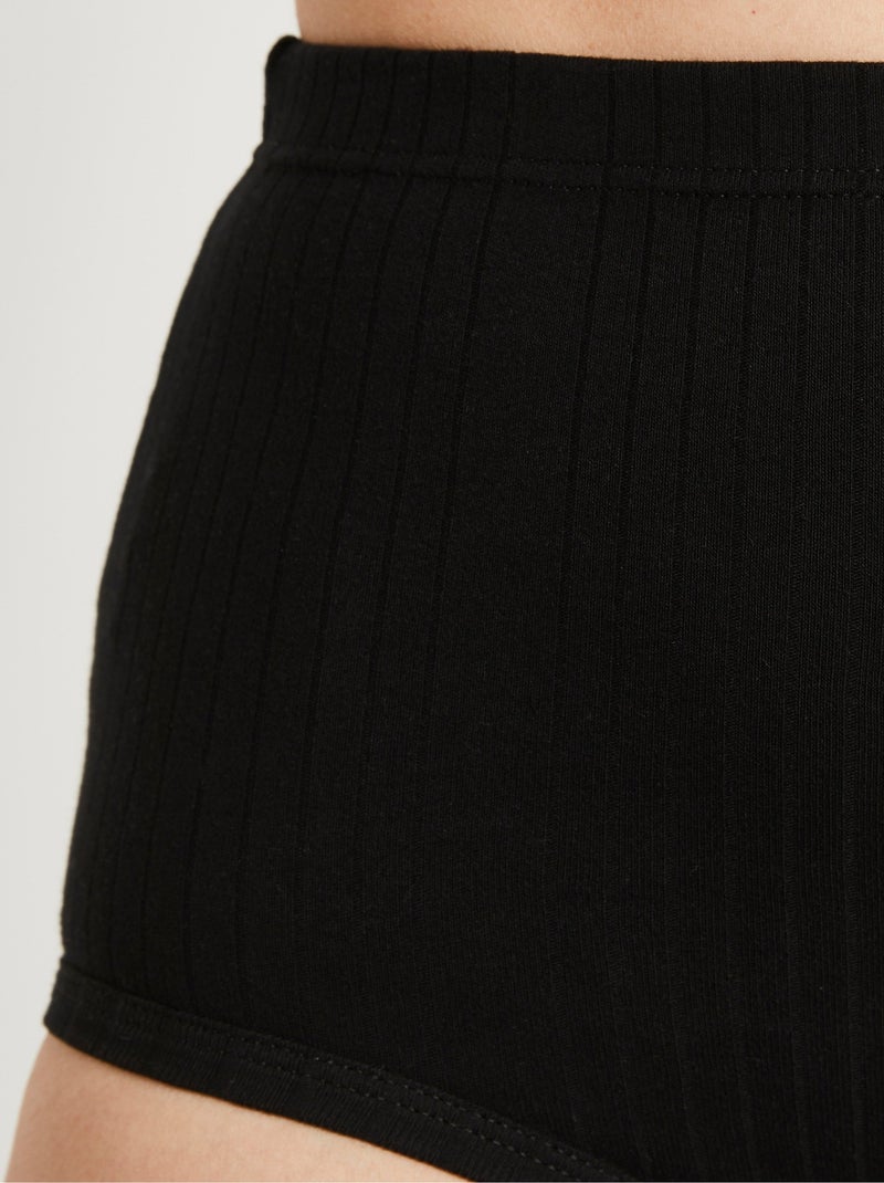 Braguitas de canalé de talle alto - pack de 2 - Afibel Negro - Kiabi