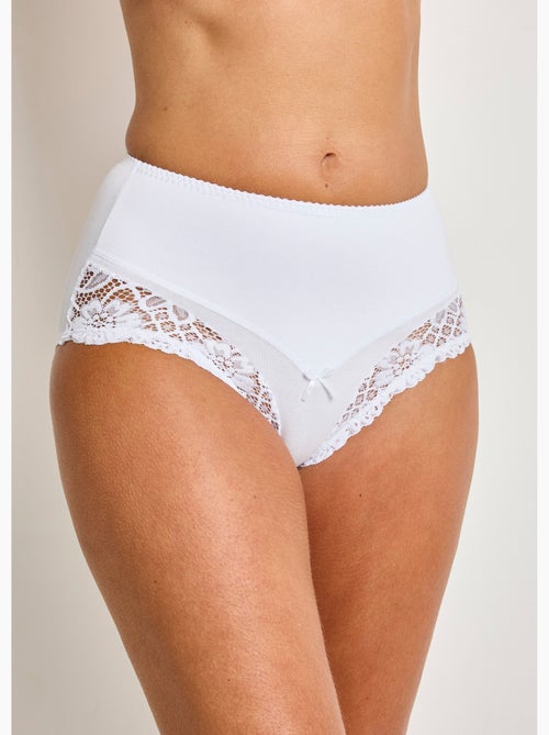 Braguitas de encaje de algodón elástico de cintura alta - Afibel - Kiabi