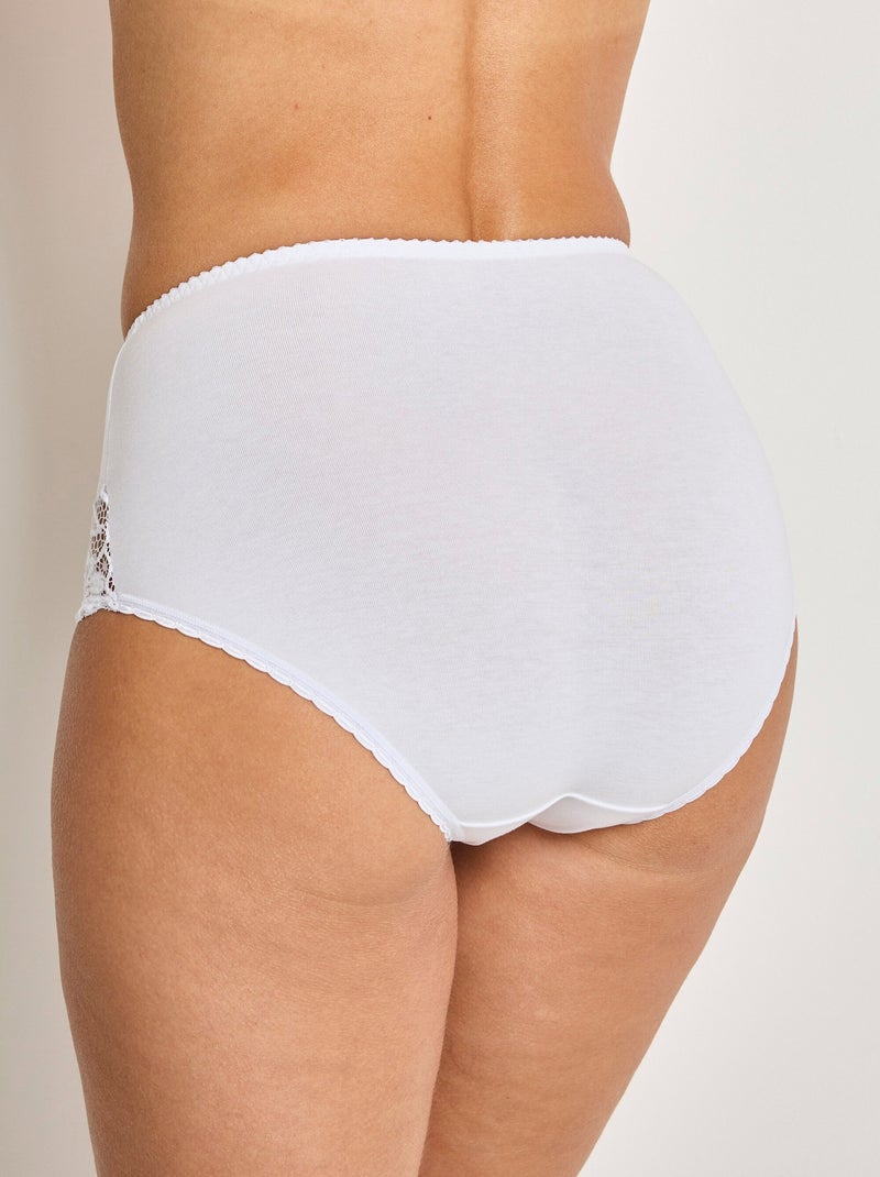 Braguitas de encaje de algodón elástico de cintura alta - Afibel Blanco - Kiabi