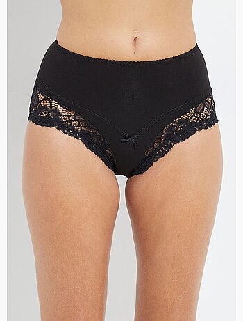 Braguitas de encaje de algodón elástico de cintura alta - Afibel