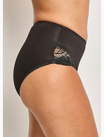 Braguitas de encaje de algodón elástico de cintura alta - Afibel