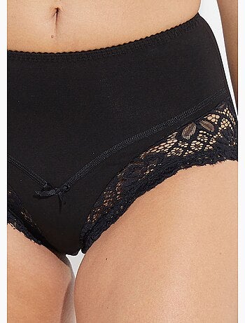 Braguitas de encaje de algodón elástico de cintura alta - Afibel