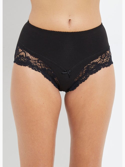 Braguitas de encaje de algodón elástico de cintura alta - Afibel - Kiabi