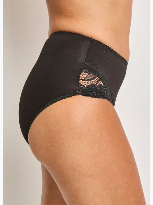 Braguitas de encaje de algodón elástico de cintura alta - Afibel - Kiabi
