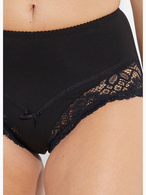 Braguitas de encaje de algodón elástico de cintura alta - Afibel - Kiabi