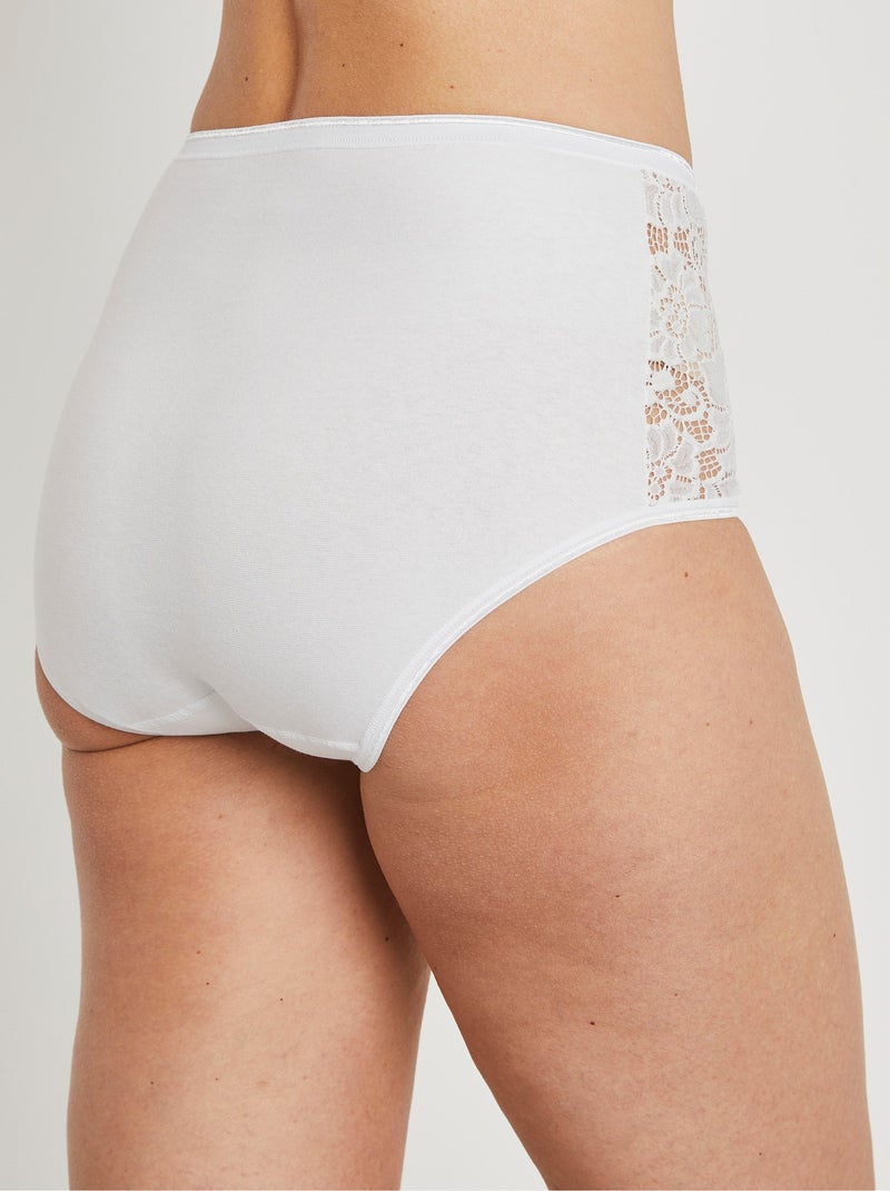 Braguitas de encaje de talle alto - pack de 2 - Afibel Blanco - Kiabi