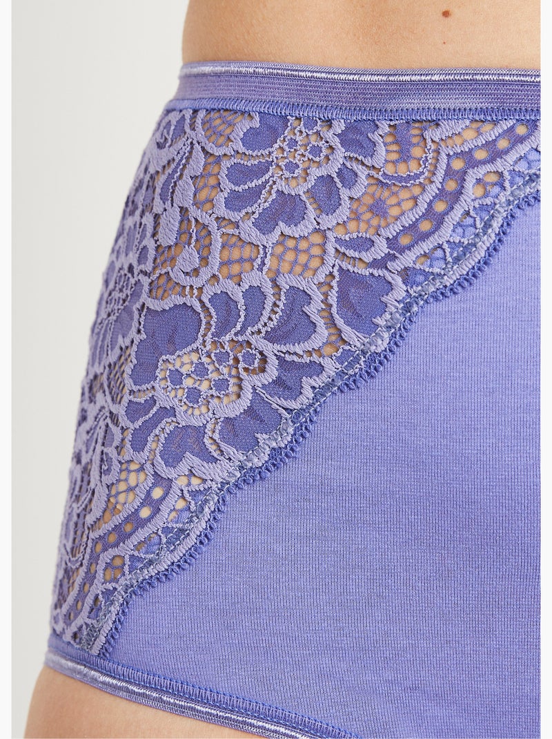 Braguitas de encaje de talle alto - pack de 2 - Afibel Lavanda - Kiabi