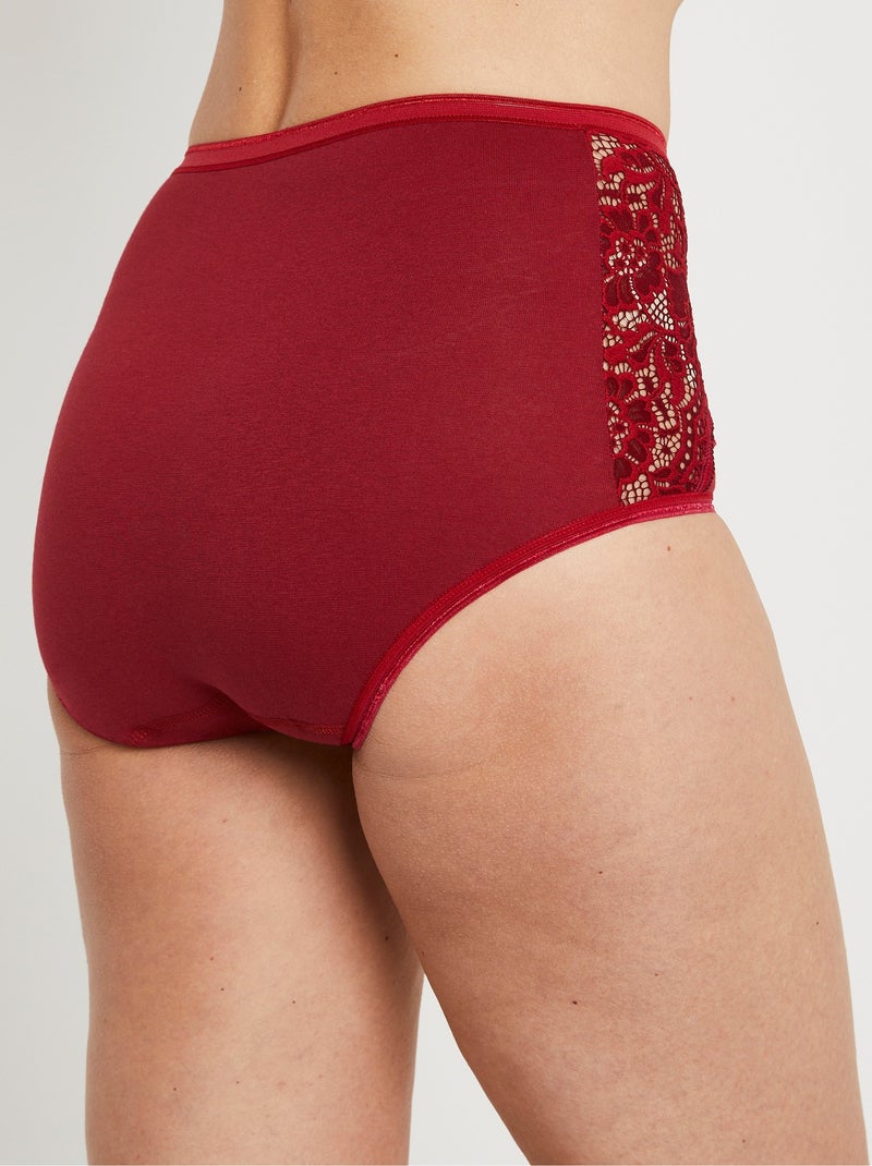 Braguitas de encaje de talle alto - pack de 2 - Afibel Rojo - Kiabi