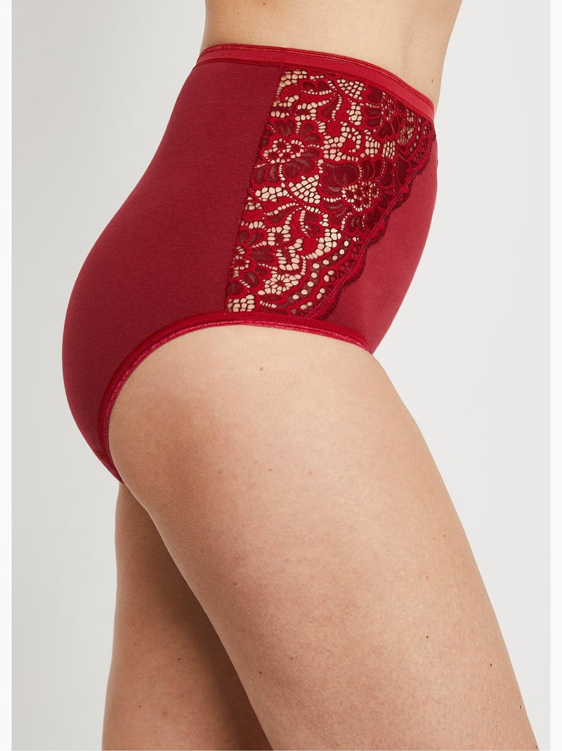 Braguitas de encaje de talle alto - pack de 2 - Afibel Rojo - Kiabi