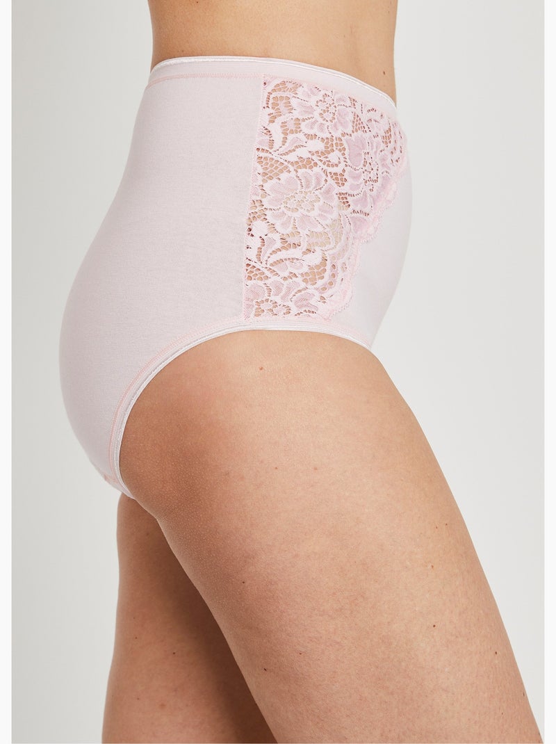 Braguitas de encaje de talle alto - pack de 2 - Afibel Rose lotus - Kiabi
