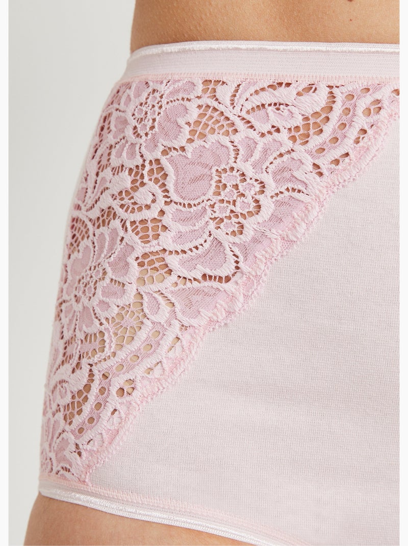 Braguitas de encaje de talle alto - pack de 2 - Afibel Rose lotus - Kiabi