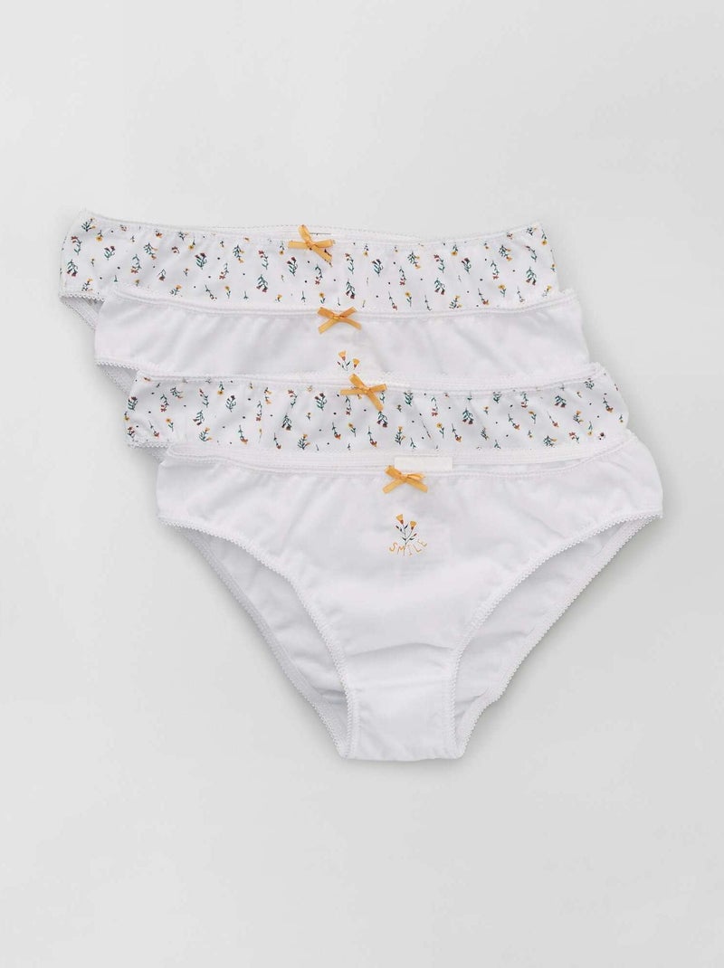Braguitas de punto con lazo de fantasía  - Pack de 4 BLANCO - Kiabi