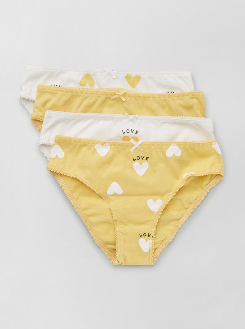 Braguitas de punto con lazo de fantasía  - Pack de 4 BLANCO - Kiabi