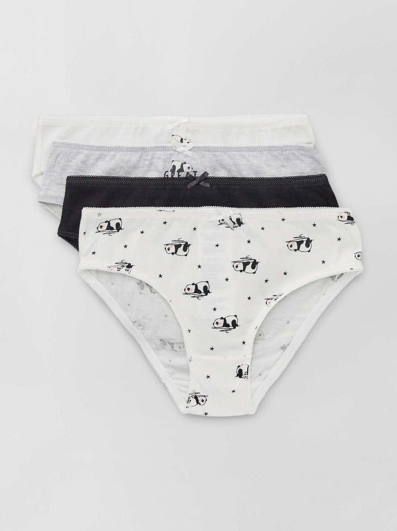 Braguitas de punto con lazo de fantasía  - Pack de 4 BLANCO - Kiabi