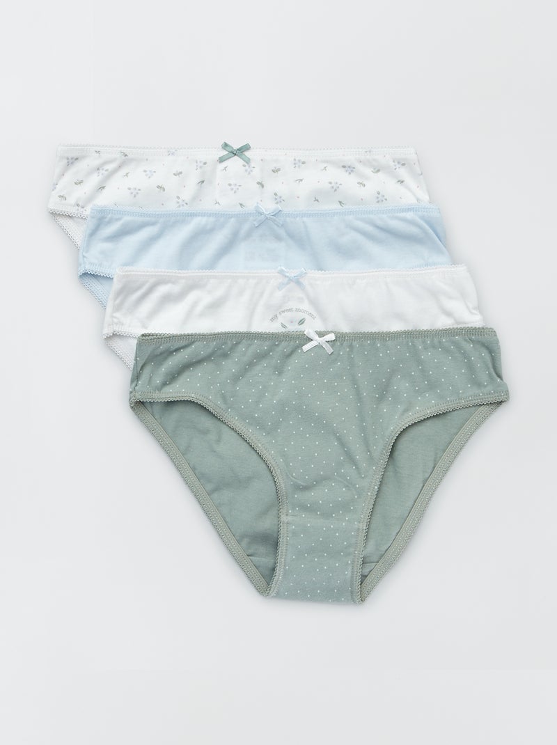 Braguitas de punto con lazo de fantasía  - Pack de 4 BLANCO - Kiabi
