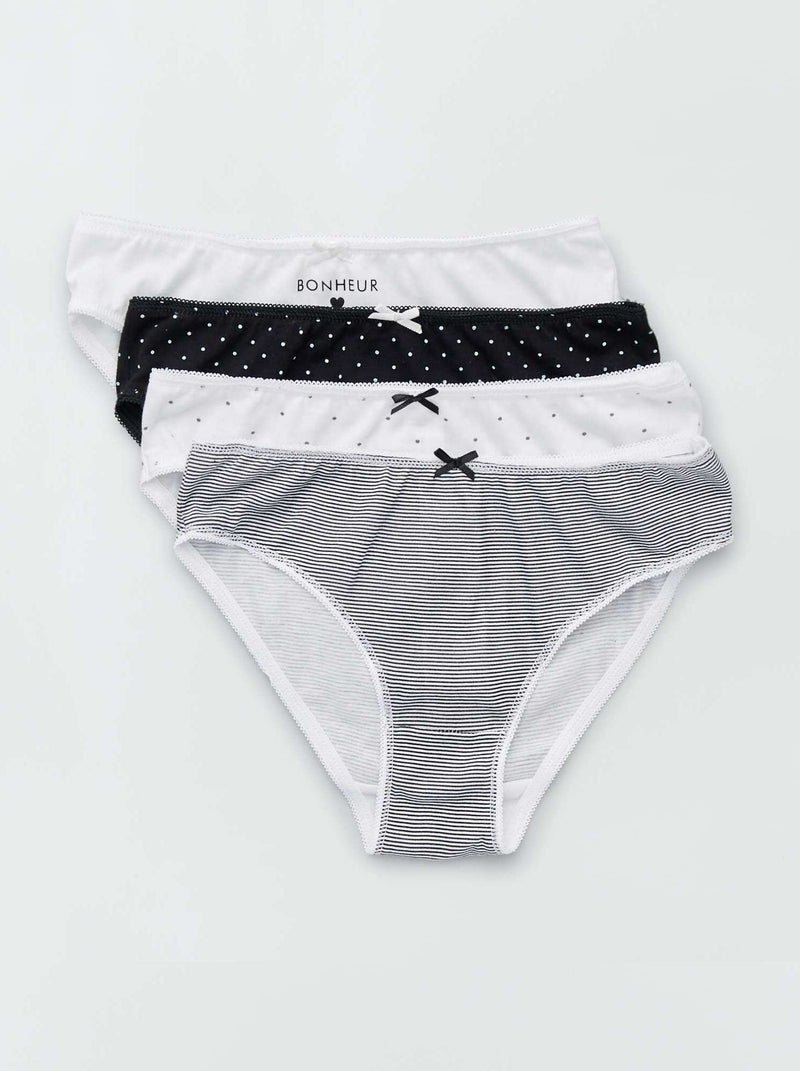 Braguitas de punto con lazo de fantasía  - Pack de 4 estampado negro - Kiabi